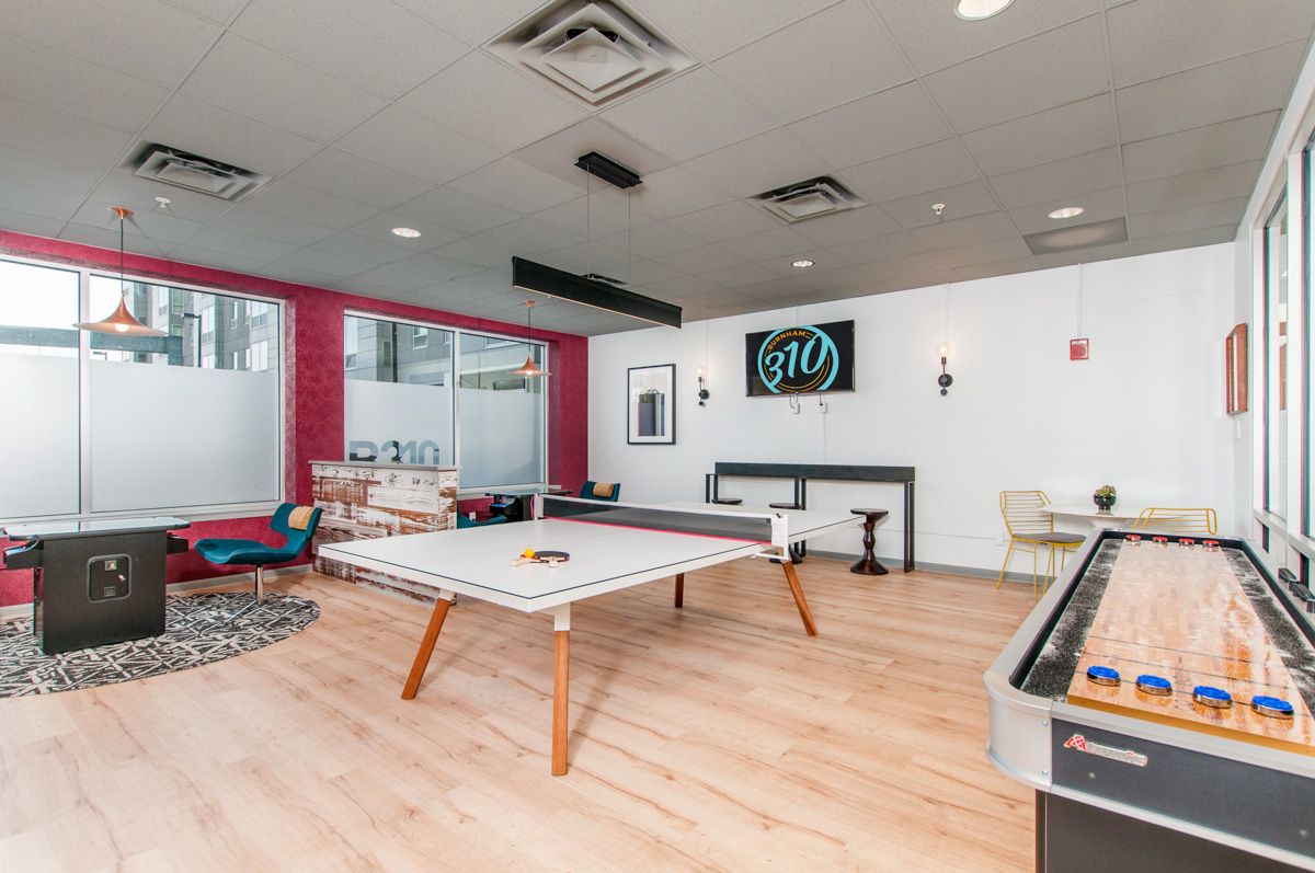 game room with a ping pong table at burnham 310 apartments